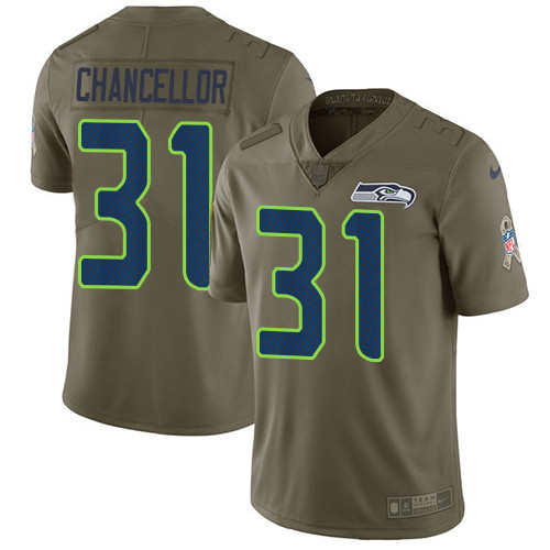  Seahawks 31 Kam Chancellor Olive Salute To Service Limited Jersey