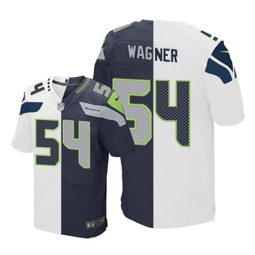  Seahawks 54 Bobby Wagner White Steel Blue Men Stitched NFL Elite Split Jersey