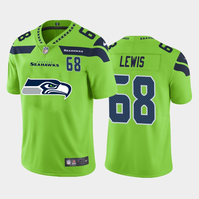 Nike Seahawks 68 Damien Lewis Green Team Big Logo Number Vapor Untouchable Limited Jersey