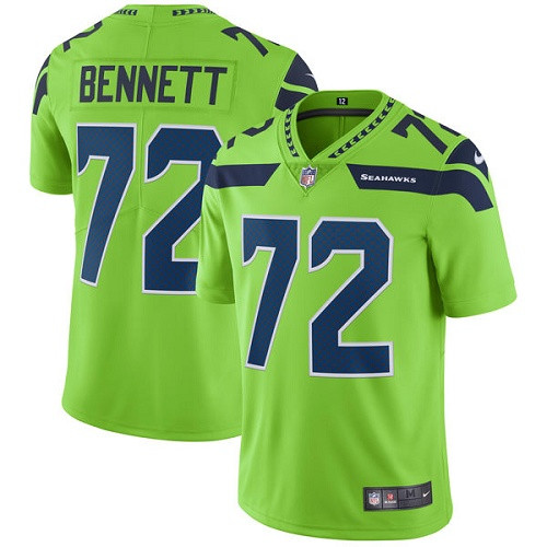  Seahawks 72 Michael Bennett Green Vapor Untouchable Player Limited Jersey