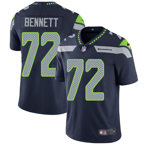  Seahawks 72 Michael Bennett Navy Vapor Untouchable Player Limited Jersey