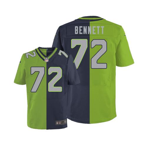  Seahawks 72 Michael Bennett Steel Blue Green Men Stitched NFL Elite Split Jersey