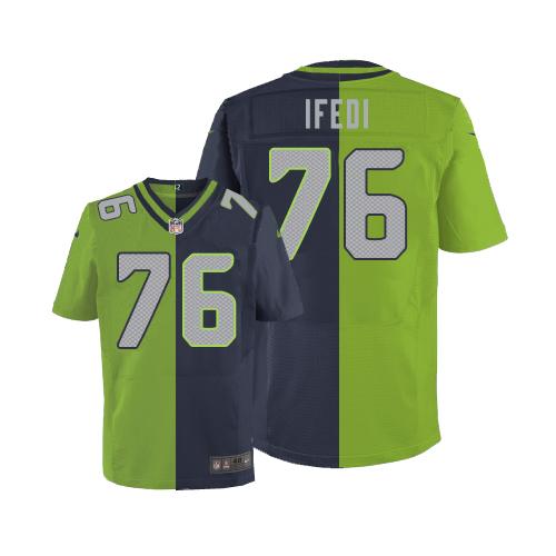  Seahawks 76 Germain Ifedi Steel Blue Green Men Stitched NFL Elite Split Jersey