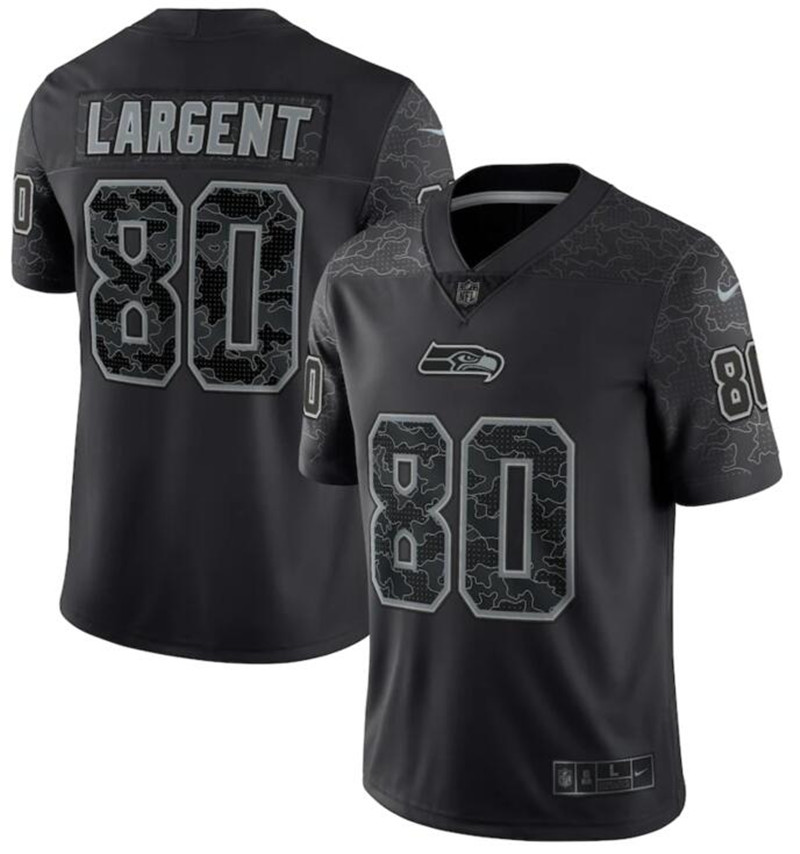 Nike Seahawks 80 Steve Largent Black RFLCTV Limited Jersey