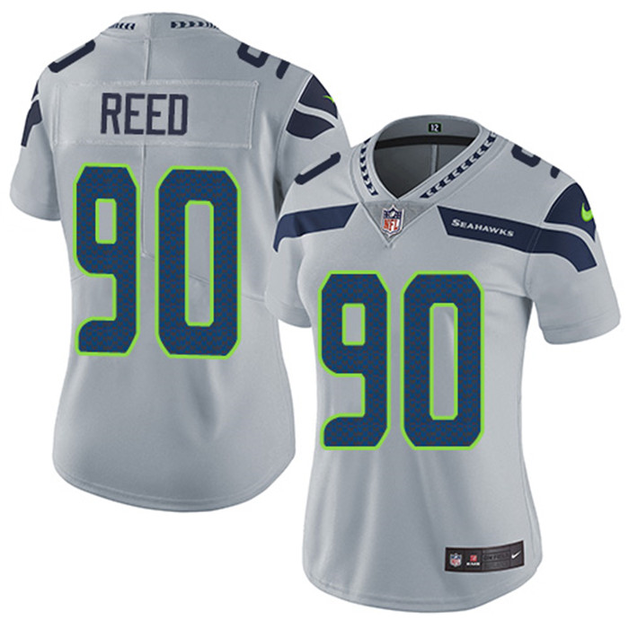  Seahawks 90 Jarran Reed Gray Women Vapor Untouchable Limited Jersey