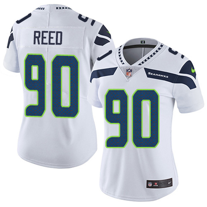  Seahawks 90 Jarran Reed White Women Vapor Untouchable Limited Jersey