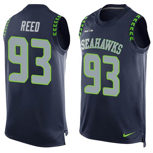  Seahawks 93 Jarran Reed Steel Blue Team Color Men Stitched NFL Limited Tank Top Jersey