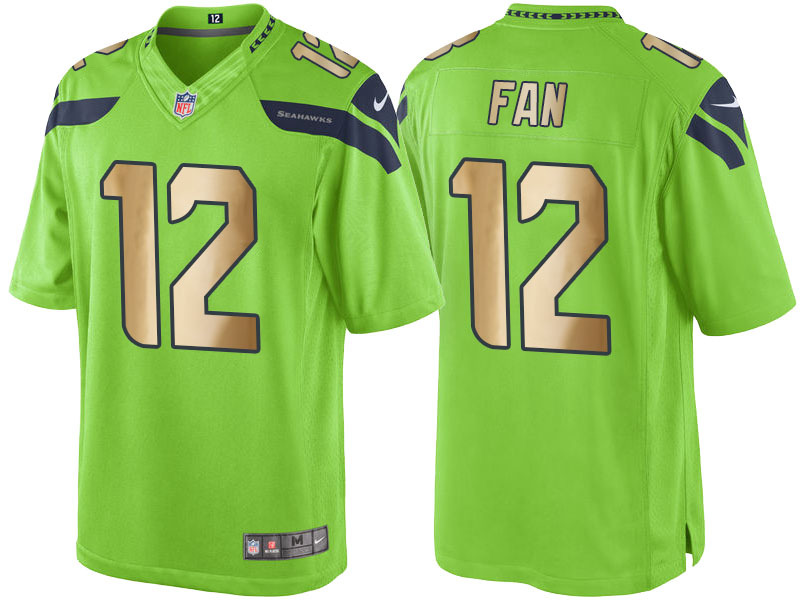  Seattle Seahawks 12 Fan Green Men Stitched NFL Limited Gold Rush Jersey