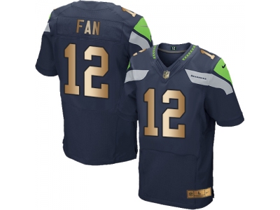  Seattle Seahawks 12 Fan Steel Blue Team Color Men Stitched NFL Elite Gold Jersey