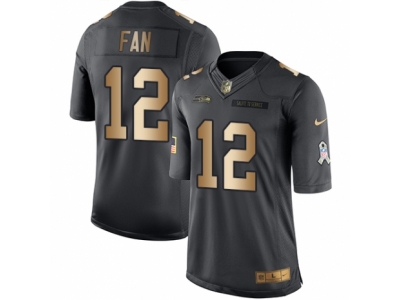  Seattle Seahawks 12th Fan Limited Black Gold Salute to Service NFL Jersey