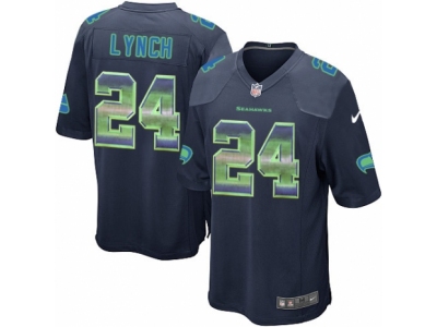  Seattle Seahawks 24 Marshawn Lynch Limited Navy Blue Strobe NFL Jersey