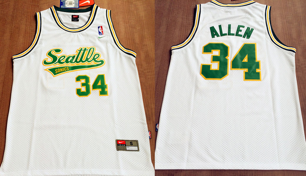  Seattle Supersonics 34 Ray Allen Soul Swingman Home Jerseys