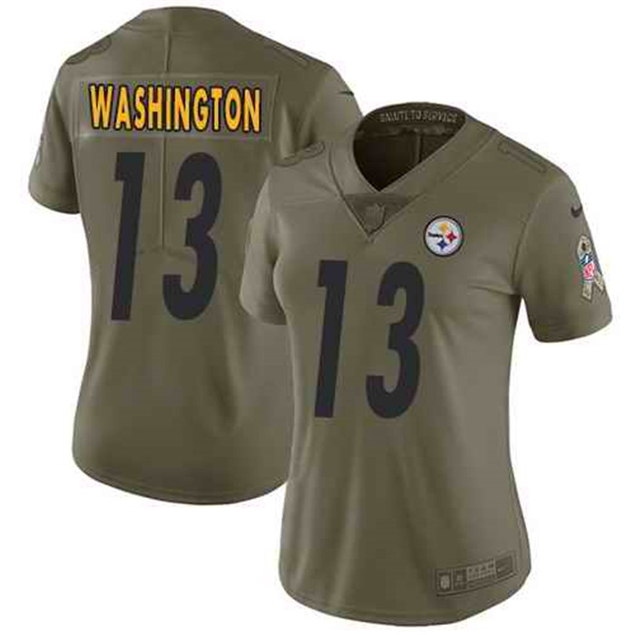  Steelers 13 James Washington Olive Women Salute To Service Limited Jersey
