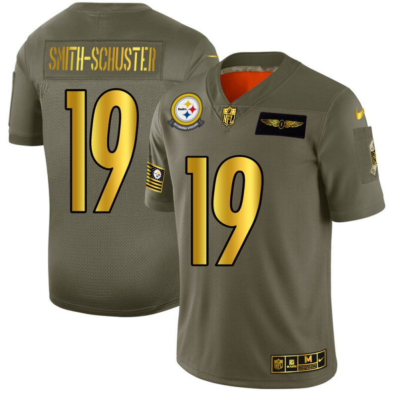 Nike Steelers 19 JuJu Smith Schuster 2019 Olive Gold Salute To Service Limited Jersey