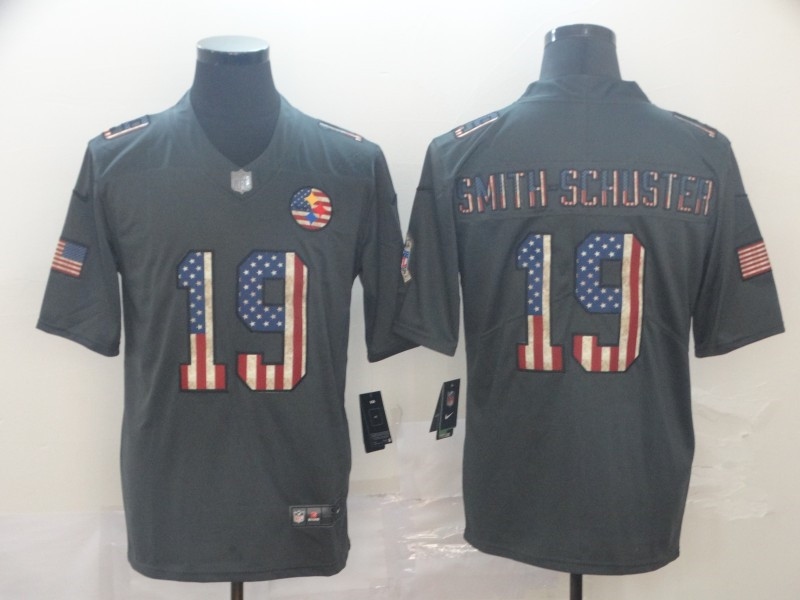 Nike Steelers 19 JuJu Smith Schuster 2019 Salute To Service USA Flag Fashion Limited Jersey