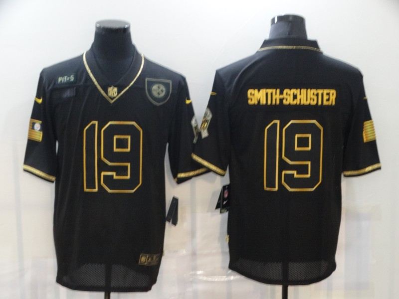 Nike Steelers 19 JuJu Smith Schuster Black Gold 2020 Salute To Service Limited Jersey
