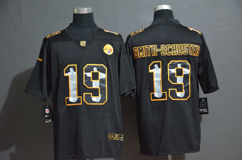 Nike Steelers 19 JuJu Smith Schuster Black Jesus Faith Edition Limited Jersey