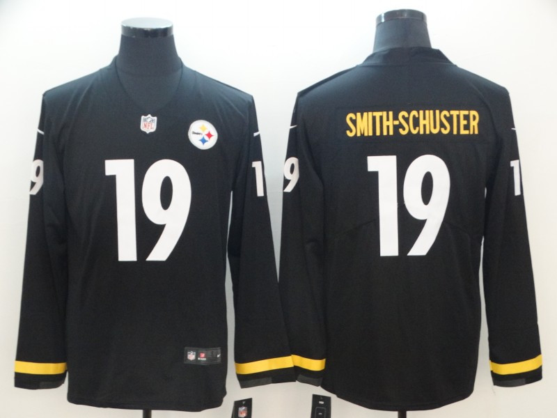  Steelers 19 JuJu Smith Schuster Black Therma Long Sleeve Jersey