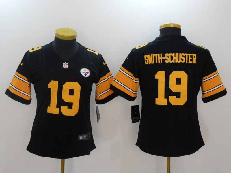 Steelers 19 JuJu Smith Schuster Black Women Color Rush Limited Jersey