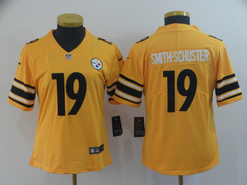 Nike Steelers 19 JuJu Smith Schuster Gold Women Inverted Legend Limited Jersey