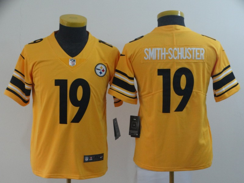 Nike Steelers 19 JuJu Smith Schuster Gold Youth Inverted Legend Limited Jersey