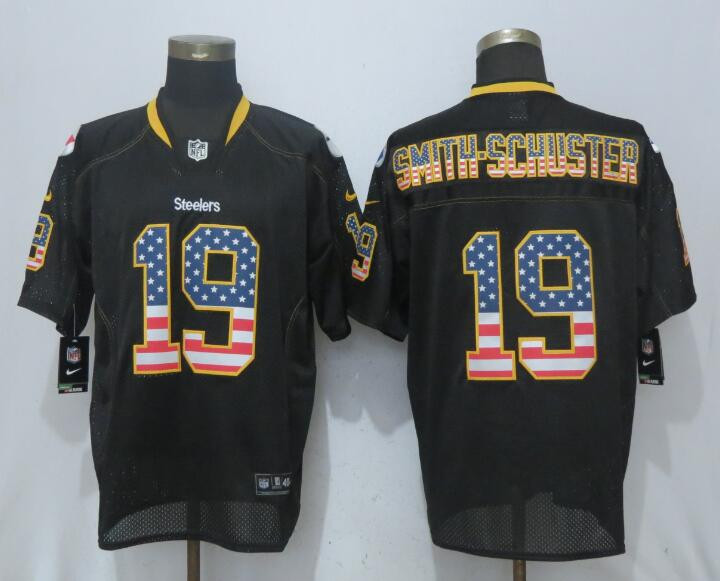  Steelers 19 JuJu Smith Schuster USA Flag Fashion Black Elite Jersey