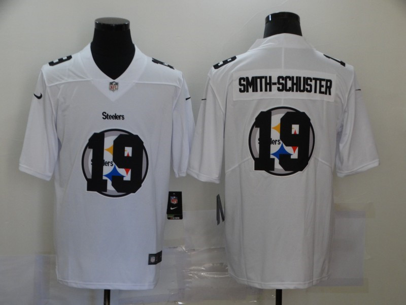Nike Steelers 19 JuJu Smith Schuster White Shadow Logo Limited Jersey