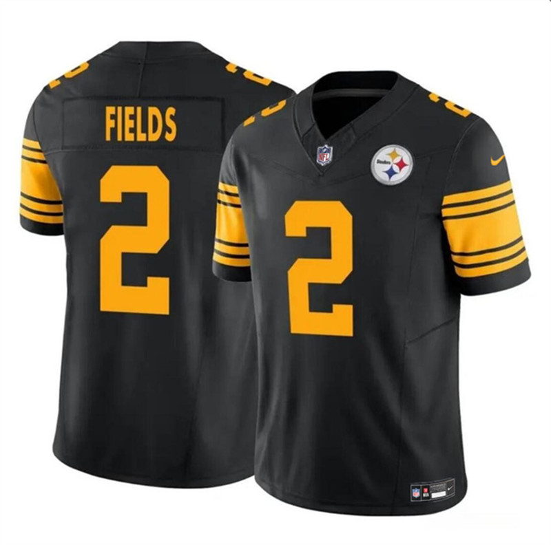 Nike Steelers 2 Justin Fields Black Color Rush Limited Jersey