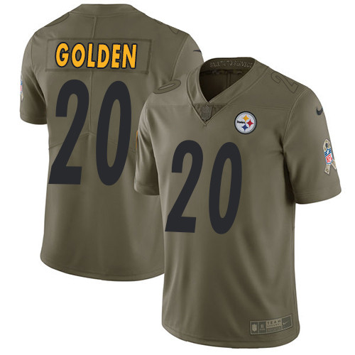  Steelers 20 Robert Goldeni Olive Salute To Service Limited Jersey