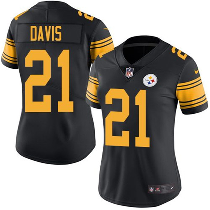  Steelers 21 Sean Davis Black Women Color Rush Limited Jersey