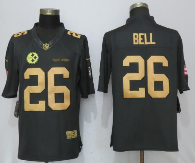  Steelers 26 Le'Veon Bell Anthracite Gold Salute To Service Limited Jersey