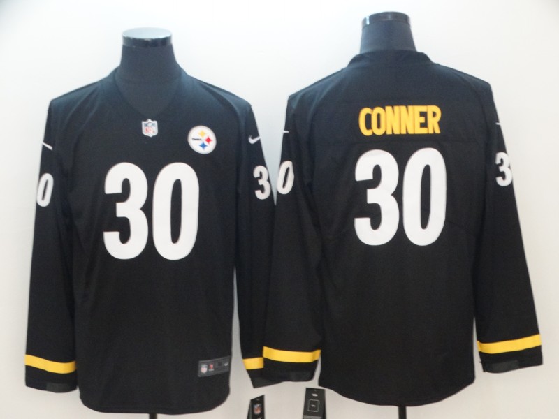  Steelers 30 James Conner Black Therma Long Sleeve Jersey