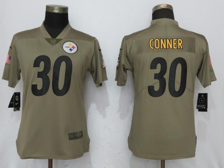  Steelers 30 James Conner Olive Women Salute To Service Limited Jersey