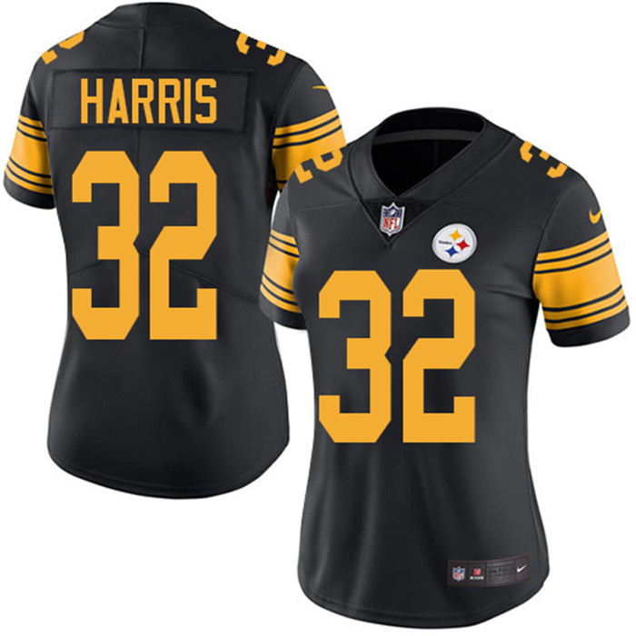  Steelers 32 Franco Harris Black Women Color Rush Limited Jersey