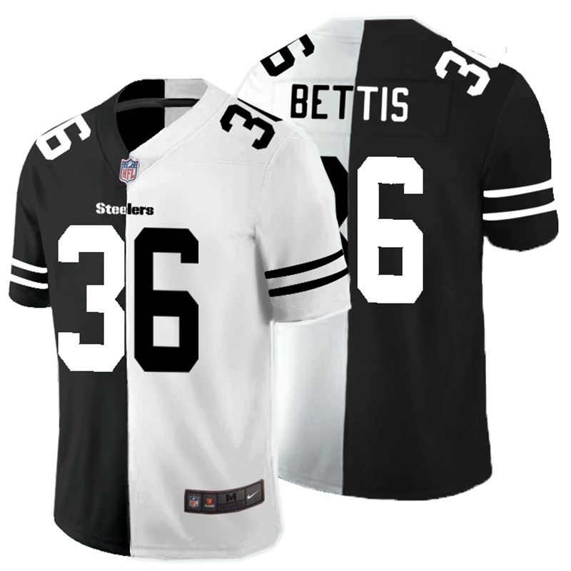 Nike Steelers 36 Jerome Bettis Black And White Split Vapor Untouchable Limited Jersey