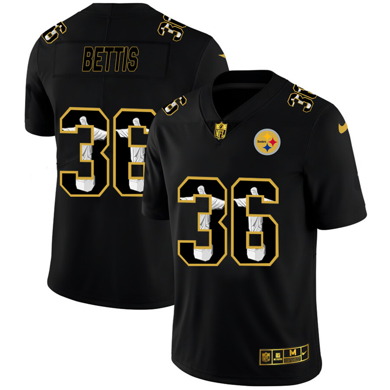 Nike Steelers 36 Jerome Bettis Black Jesus Faith Edition Limited Jersey