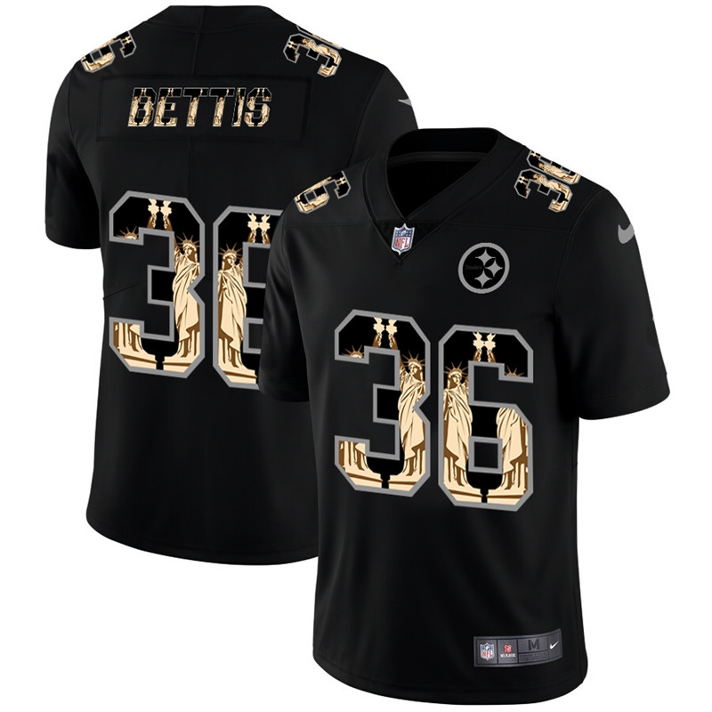 Nike Steelers 36 Jerome Bettis Black Statue of Liberty Limited Jersey