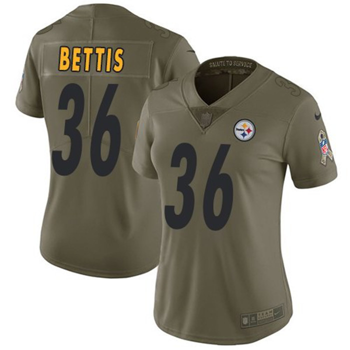  Steelers 36 Jerome Bettis Olive Women Salute To Service Limited Jersey
