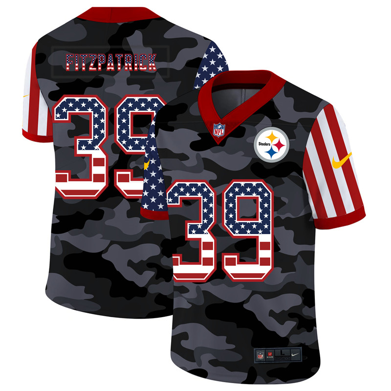 Nike Steelers 39 Minkah Fitzpatrick Camo 2020 USA Flag Salute to Service Limited Jersey