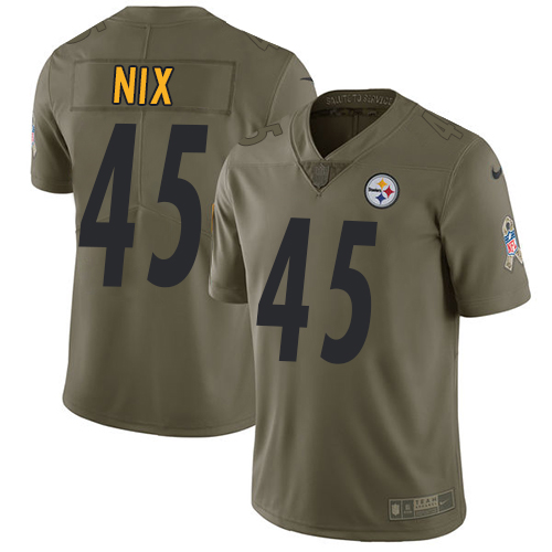  Steelers 45 Roosevelt Nix Olive Salute To Service Limited Jersey