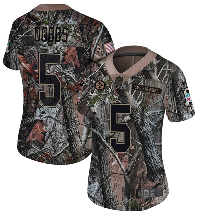  Steelers 5 Joshua Dobbs Camo Women Rush Limited Jersey