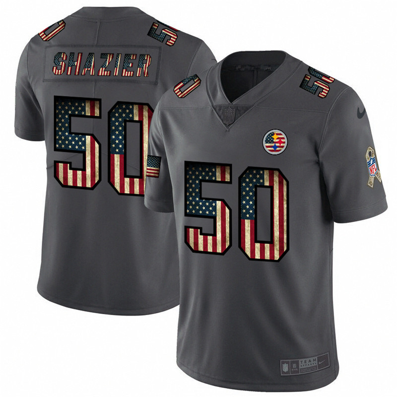 Nike Steelers 50 Ryan Shazier 2019 Salute To Service USA Flag Fashion Limited Jersey