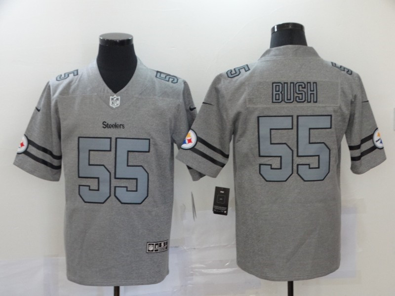 Nike Steelers 55 Devin Bush 2019 Gray Gridiron Gray Vapor Untouchable Limited Jersey