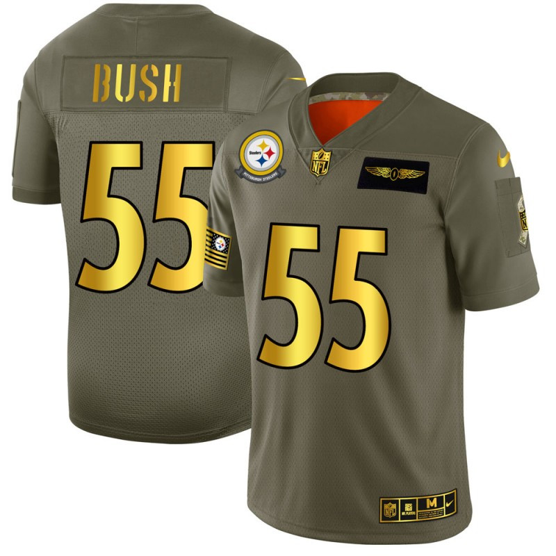 Nike Steelers 55 Devin Bush 2019 Olive Gold Salute To Service Limited Jersey