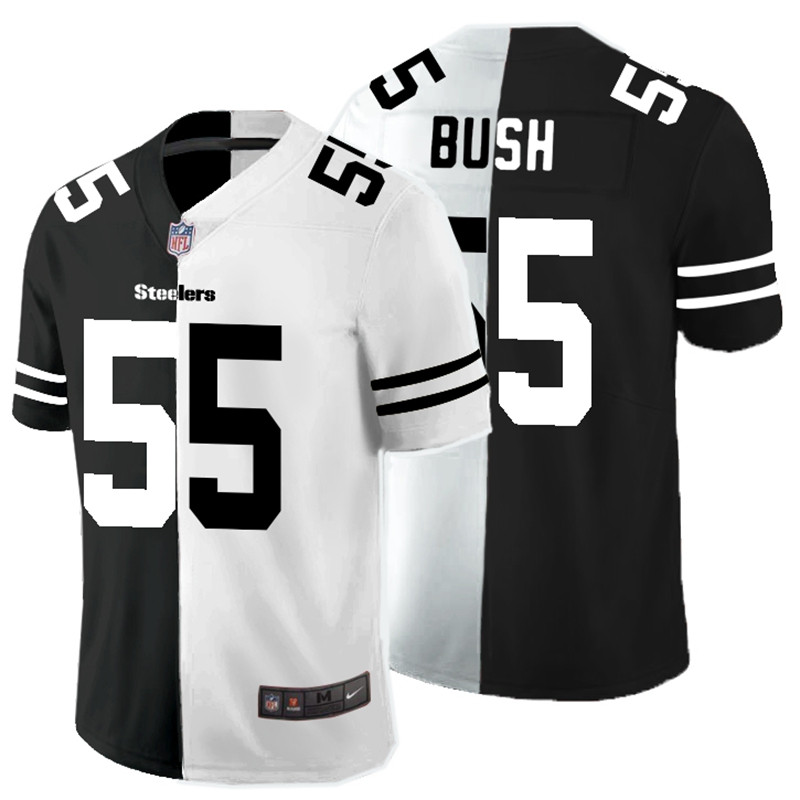 Nike Steelers 55 Devin Bush Black And White Split Vapor Untouchable Limited Jersey