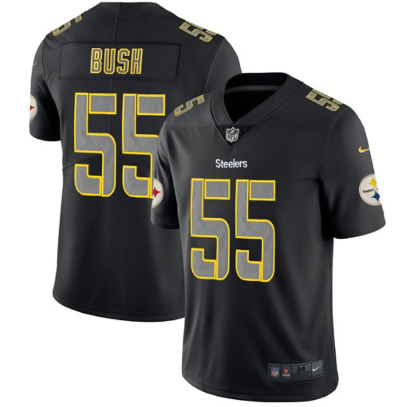 Nike Steelers 55 Devin Bush Black Impact Rush Limited Jersey