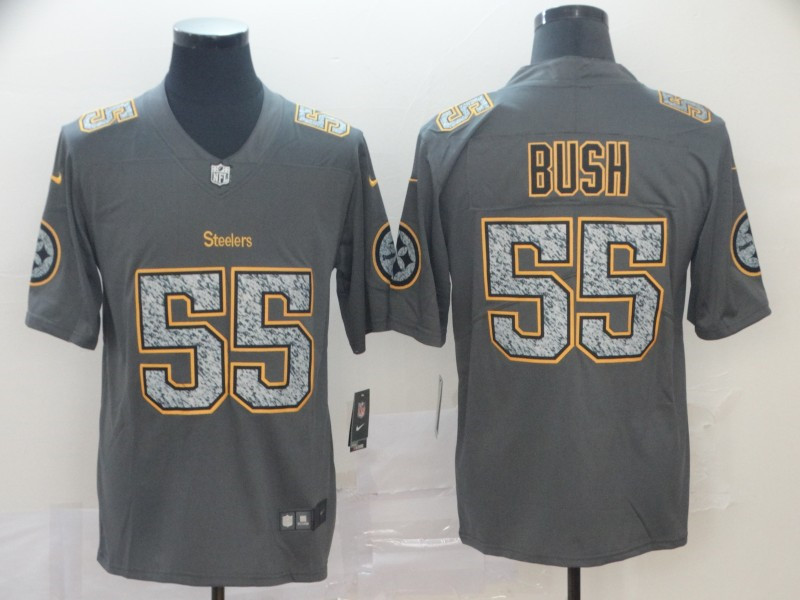 Nike Steelers 55 Devin Bush Gray Camo Vapor Untouchable Limited Jersey