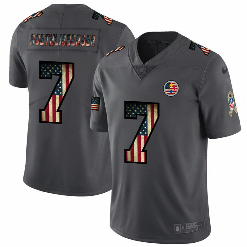 Nike Steelers 7 Ben Roethlisberger 2019 Salute To Service USA Flag Fashion Limited Jersey
