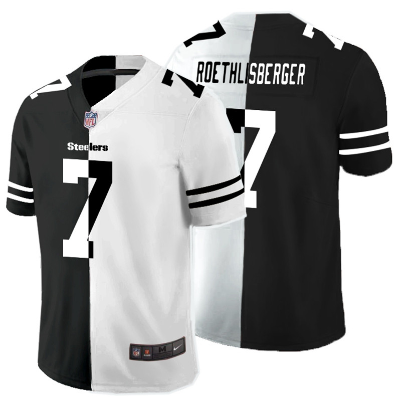 Nike Steelers 7 Ben Roethlisberger Black And White Split Vapor Untouchable Limited Jersey