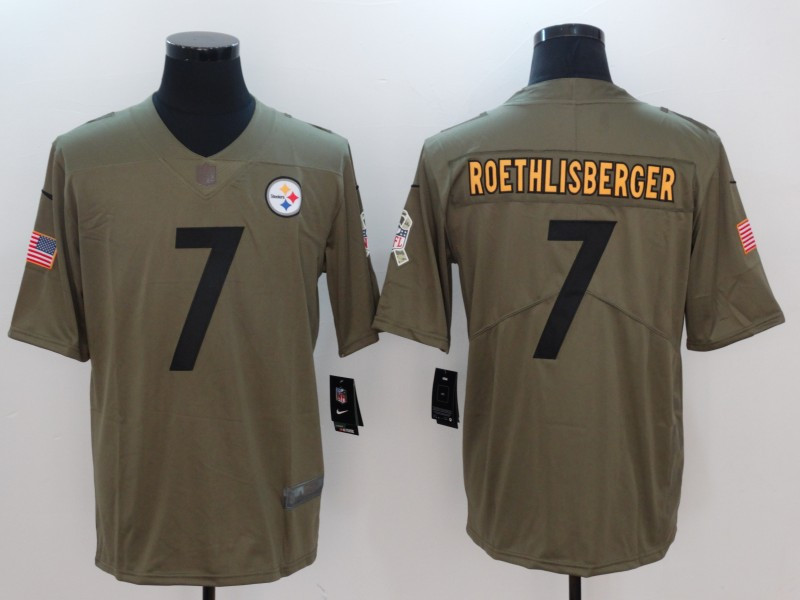  Steelers 7 Ben Roethlisberger Olive Salute To Service Limited Jersey